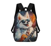 sinyumoney Rock Star Dog Guitar Painting -4 Sacs À Dos Tendance Imprimés En 3D 17inch Sac D'école Décontracté Pour Enfants, Garçons, Élèves Du Primaire Et Du Collège