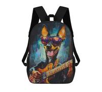 sinyumoney Rockin' Dog with Guitar Sacs À Dos Décontractés Pour Enfants, Sacs D'école Pour Adolescents, Filles Et Garçons, Sacs À Dos Pour Livres 17inch
