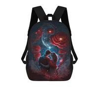 sinyumoney Romantic Couple with Roses 17inch Sac À Dos Scolaire Imprimé En 3D Pour Enfants, Style Décontracté Et Tendance, Idéal Pour Les Voyages Et Les Études.