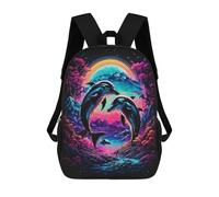 sinyumoney Romantic Dolphins Sac À Dos Scolaire Imprimé En 3D Pour Garçons Et Filles, Sac À Dos Pour Ordinateur Portable Pour Enfants/étudiants/adultes 17inch