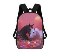 sinyumoney Romantic Horse Meadow Sunset Sac À Dos Imprimé En 3D, Sac D'école Décontracté Et Tendance Pour Enfants, Sac D'école Pour Garçons, Collégiens 17inch