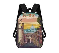 sinyumoney Rome Cityscape Illustration Sac À Dos Enfant, Cartable Imprimé En 3D Pour Garçons Et Adolescents 17inch