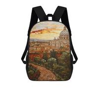 sinyumoney Rome Cityscape Mosaic Art 17inch Sac À Dos Scolaire Imprimé En 3D Pour Enfants, Style Décontracté Et Tendance, Idéal Pour Les Voyages Et Les Études.