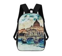 sinyumoney Rome Cityscape with Bridge Sac À Dos Scolaire Pour Enfants, Imprimé En 3D, Tendance Et Décontracté, Pour Garçons, Élèves Du Primaire Et Du Collège 17inch