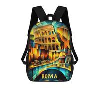 sinyumoney Rome Cubist Heritage - Modern Geometric Colosseum Sac À Dos Scolaire Pour Filles Et Garçons, Avec Poche, Sac À Dos Tendance Pour Enfants 17inch
