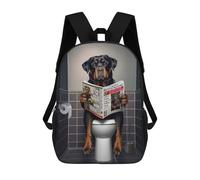 sinyumoney Rottweiler on The Toilet Sacs À Dos Imprimés En 3D Pour Enfants, Sacs D'école Tendance Pour Garçons, Sacs De Voyage, Sacs Scolaires Pour Élèves Du Primaire 17inch