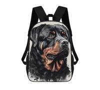sinyumoney Rottweiler Portrait Artwork Sac À Dos Scolaire Pour Enfants 17 Pouces, Sac À Dos Décontracté Pour Les Voyages, Grand Sac À Dos De Jour Pour Garçons Et Filles 17inch