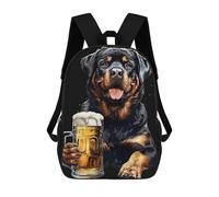 sinyumoney Rottweiler with Beer Sac À Dos Enfant, Cartable Imprimé En 3D Pour Garçons Et Adolescents 17inch