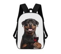 sinyumoney Rottweiler with Wine Glass Sac À Dos Scolaire Imprimé En 3D Pour Enfants, Sac À Dos Garçon/fille, Sac De Voyage Pour Enfants 17inch