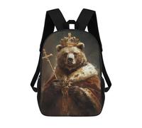 sinyumoney Royal Bear King Crowned Artwork Sacs À Dos Pour Enfants, Sac À Dos Scolaire Imprimé En 3D Pour Enfants, Sac À Dos De Voyage, Sac À Livres Pour Enfants 17inch Sac D'école