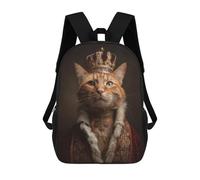 sinyumoney Royal Cat Portrait-12 Sacs À Dos 17 Pouces Pour Enfants, Sacs D'école Imprimés En 3D Pour Élèves Du Primaire Et Du Collège, Garçons Et Filles