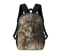sinyumoney Royal Cat Portrait 17inch Sac À Dos Scolaire Imprimé En 3D Pour Enfants, Style Décontracté Et Tendance, Idéal Pour Les Voyages Et Les Études.