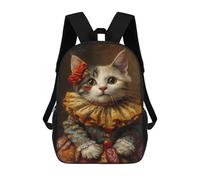sinyumoney Royal Cat Portrait-3 Sacs À Dos, Sac À Dos Enfant, Sac D'école, Sac À Dos De Voyage Imprimé En 3D, Accessoire De Mode, Sac À Dos Imperméable Pour Enfants 17inch
