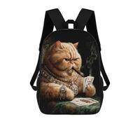 sinyumoney Royal Cat Smoking Cigar 17inch Sacs À Dos Scolaires Imprimés En 3D - Sacs À Dos Tendance Pour Garçons Du Primaire Et Du Collège