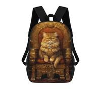 sinyumoney Royal Cat Throne Decor-4 Sac À Dos Scolaire Pour Enfants, Grand Sac À Dos 3D, Cadeau Pour Enfants 17inch