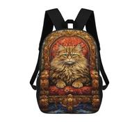 sinyumoney Royal Cat Throne Decor-5 17inch Sacs À Dos Scolaires Imprimés En 3D - Sacs À Dos Tendance Pour Garçons Du Primaire Et Du Collège