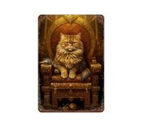 sinyumoney Royal Cat Throne Decor Affiche Rétro En Métal, Plaque Décorative Chic, Peinture Sur Fer Rétro Pour Intérieur/extérieur, Style Ferme11.8 x7.9