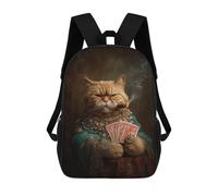 sinyumoney Royal Cat with Cigar And Cards-1 Sacs À Dos Pour Enfants, Sac À Dos Scolaire Imprimé En 3D Pour Enfants, Sac À Dos De Voyage, Sac À Livres Pour Enfants 17inch Sac D'école