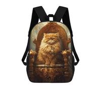 sinyumoney Royal Persian Cat Throne-2 Sacs À Dos Tendance Imprimés En 3D 17inch Sac D'école Décontracté Pour Enfants, Garçons, Élèves Du Primaire Et Du Collège