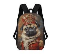 sinyumoney Royal Pug Portrait Art Print-1 Sacs À Dos Pour Enfants, Sac À Dos Scolaire Imprimé En 3D Pour Enfants, Sac À Dos De Voyage, Sac À Livres Pour Enfants 17inch Sac D'école