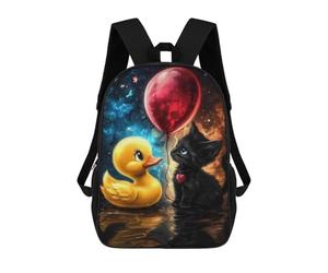 sinyumoney Rubber Duck And Kitten Sac À Dos Scolaire Pour Adolescents, Imprimé En 3D, Ajustable, À Poches Tendance, Pour Enfants, Garçons, Filles, Étudiants Et Adolescents 17inch