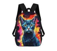 sinyumoney Russian Blue Cat in Flames Sacs À Dos Imprimés En 3D Pour Enfants, Sacs D'école Tendance Pour Garçons, Sacs De Voyage, Sacs Scolaires Pour Élèves Du Primaire 17inch