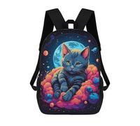 sinyumoney Russian Blue Kitten Sac À Dos Scolaire Pour Enfants Imprimé En 3D, Idéal Pour Les Voyages Et Les Lectures, Pour Les Garçons Et Les Élèves Du Primaire 17inch