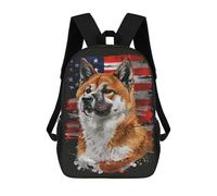 sinyumoney Sac À Dos 17 Pouces Akita American Flag, Cartable Imprimé En 3D, Sac À Goûter, Sac À Dos De Voyage, Sac À Dos Pour Amis (filles Et Garçons)