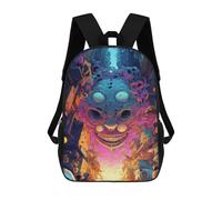 sinyumoney Sac À Dos 17 Pouces Alien Cityscape Artwork, Cartable Imprimé En 3D, Sac À Goûter, Sac À Dos De Voyage, Sac À Dos Pour Amis (filles Et Garçons)