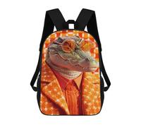 sinyumoney Sac À Dos 17 Pouces Alligator in Orange Style Suit, Cartable Imprimé En 3D, Sac À Goûter, Sac À Dos De Voyage, Sac À Dos Pour Amis (filles Et Garçons)