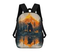 sinyumoney Sac À Dos 17 Pouces Bear in Mountain Landscape Reflection, Cartable Imprimé En 3D, Sac À Goûter, Sac À Dos De Voyage, Sac À Dos Pour Amis (filles Et Garçons)