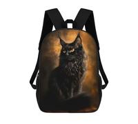 sinyumoney Sac À Dos 17 Pouces Black Maine Coon Cat Portrait, Cartable Imprimé En 3D, Sac À Goûter, Sac À Dos De Voyage, Sac À Dos Pour Amis (filles Et Garçons)