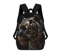 sinyumoney Sac À Dos 17 Pouces Black Tiger Gold Livery, Cartable Imprimé En 3D, Sac À Goûter, Sac À Dos De Voyage, Sac À Dos Pour Amis (filles Et Garçons)