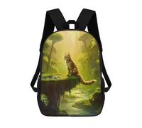 sinyumoney Sac À Dos 17 Pouces Cat in The Nature, Cartable Imprimé En 3D, Sac À Goûter, Sac À Dos De Voyage, Sac À Dos Pour Amis (filles Et Garçons)
