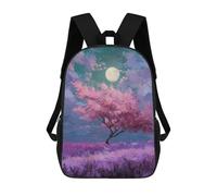 sinyumoney Sac À Dos 17 Pouces Cherry Blossom Moonlit Landscape -1, Cartable Imprimé En 3D, Sac À Goûter, Sac À Dos De Voyage, Sac À Dos Pour Amis (filles Et Garçons)