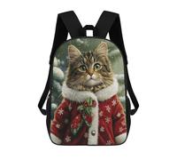 sinyumoney Sac À Dos 17 Pouces Christmas Cat Santa Costume-1, Cartable Imprimé En 3D, Sac À Goûter, Sac À Dos De Voyage, Sac À Dos Pour Amis (filles Et Garçons)