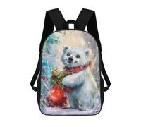 sinyumoney Sac À Dos 17 Pouces Christmas Polar Bear with Gifts, Cartable Imprimé En 3D, Sac À Goûter, Sac À Dos De Voyage, Sac À Dos Pour Amis (filles Et Garçons)