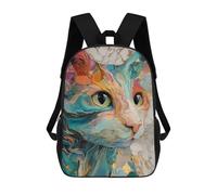 sinyumoney Sac À Dos 17 Pouces Colorful Abstract Cat Art-5, Cartable Imprimé En 3D, Sac À Goûter, Sac À Dos De Voyage, Sac À Dos Pour Amis (filles Et Garçons)