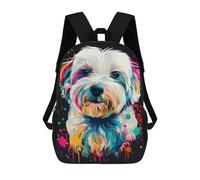 sinyumoney Sac À Dos 17 Pouces Colorful Abstract Dog Art Print-31, Cartable Imprimé En 3D, Sac À Goûter, Sac À Dos De Voyage, Sac À Dos Pour Amis (filles Et Garçons)
