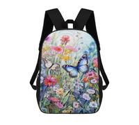 sinyumoney Sac À Dos 17 Pouces Colorful Butterfly Garden-2, Cartable Imprimé En 3D, Sac À Goûter, Sac À Dos De Voyage, Sac À Dos Pour Amis (filles Et Garçons)