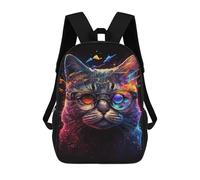 sinyumoney Sac À Dos 17 Pouces Colorful Cat Glasses Art Print, Cartable Imprimé En 3D, Sac À Goûter, Sac À Dos De Voyage, Sac À Dos Pour Amis (filles Et Garçons)