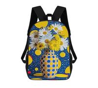 sinyumoney Sac À Dos 17 Pouces Colorful Daisies in Polka Dot Vase, Cartable Imprimé En 3D, Sac À Goûter, Sac À Dos De Voyage, Sac À Dos Pour Amis (filles Et Garçons)