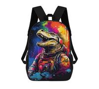 sinyumoney Sac À Dos 17 Pouces Colorful Dinosaur Astronaut Art Print, Cartable Imprimé En 3D, Sac À Goûter, Sac À Dos De Voyage, Sac À Dos Pour Amis (filles Et Garçons)