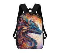 sinyumoney Sac À Dos 17 Pouces Colorful Fantasy Dragon Art Print-3, Cartable Imprimé En 3D, Sac À Goûter, Sac À Dos De Voyage, Sac À Dos Pour Amis (filles Et Garçons)