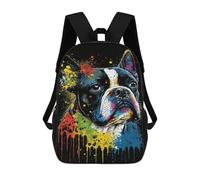 sinyumoney Sac À Dos 17 Pouces Colorful French Bulldog Art Print, Cartable Imprimé En 3D, Sac À Goûter, Sac À Dos De Voyage, Sac À Dos Pour Amis (filles Et Garçons)