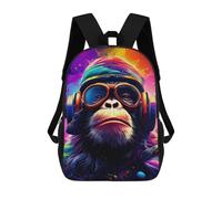 sinyumoney Sac À Dos 17 Pouces Colorful Monkey Aviator Artwork, Cartable Imprimé En 3D, Sac À Goûter, Sac À Dos De Voyage, Sac À Dos Pour Amis (filles Et Garçons)