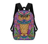 sinyumoney Sac À Dos 17 Pouces Colorful Owl Art Print-2, Cartable Imprimé En 3D, Sac À Goûter, Sac À Dos De Voyage, Sac À Dos Pour Amis (filles Et Garçons)