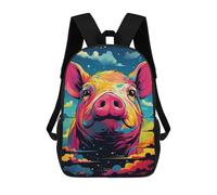 sinyumoney Sac À Dos 17 Pouces Colorful Pig Art Print, Cartable Imprimé En 3D, Sac À Goûter, Sac À Dos De Voyage, Sac À Dos Pour Amis (filles Et Garçons)