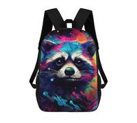 sinyumoney Sac À Dos 17 Pouces Colorful Raccoon Art Print-2, Cartable Imprimé En 3D, Sac À Goûter, Sac À Dos De Voyage, Sac À Dos Pour Amis (filles Et Garçons)