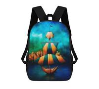 sinyumoney Sac À Dos 17 Pouces Colorful Sailing Ship Artwork, Cartable Imprimé En 3D, Sac À Goûter, Sac À Dos De Voyage, Sac À Dos Pour Amis (filles Et Garçons)